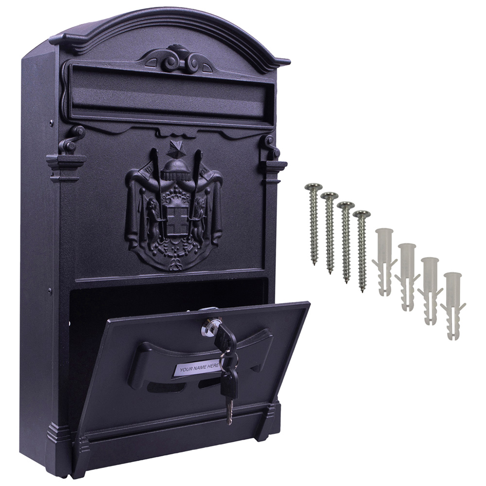 St Helens Black Locking Mounted Letter Box Image 5
