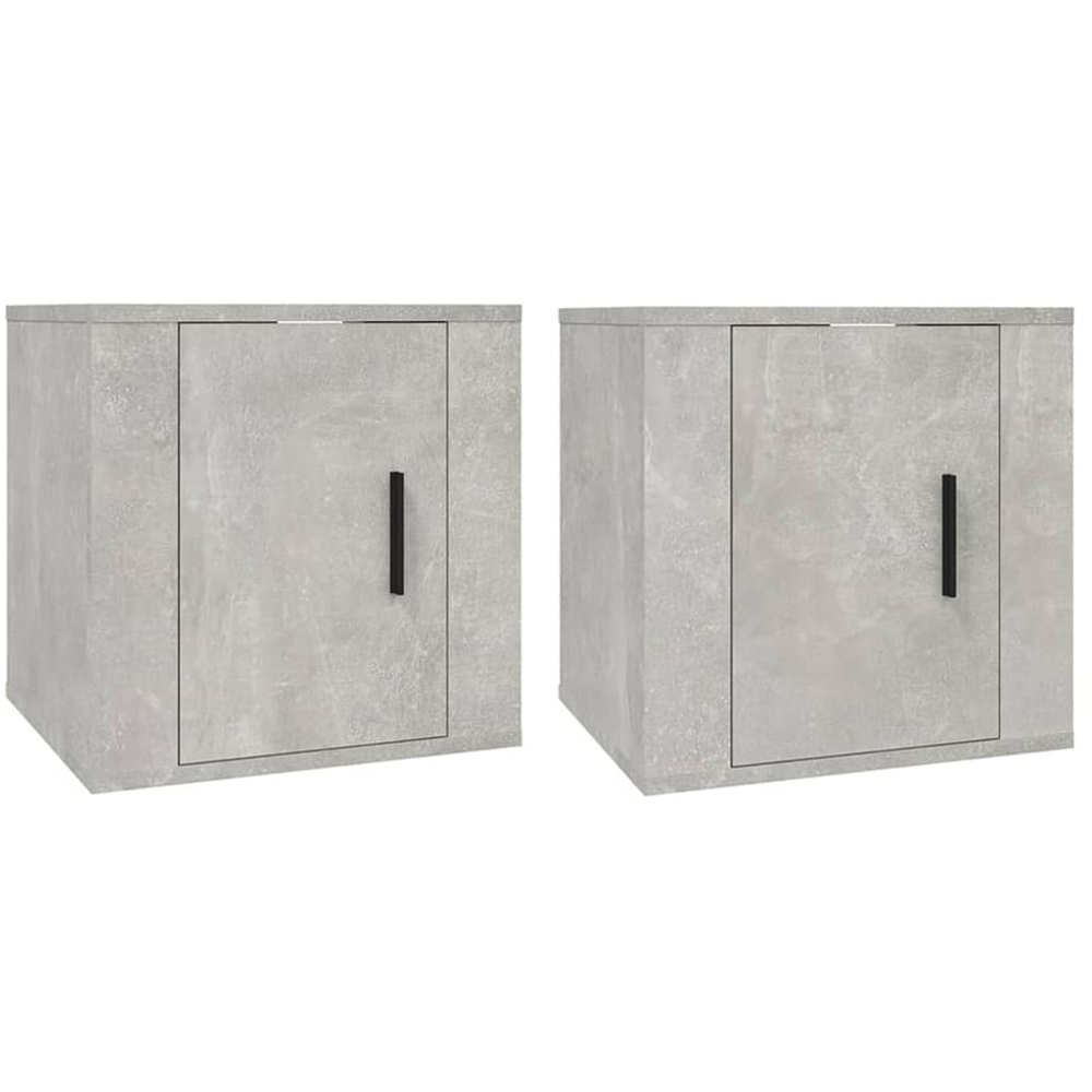 vidaXL Single Door Concrete Grey Wall Mounted TV Cabinet 2 Pack Image 2