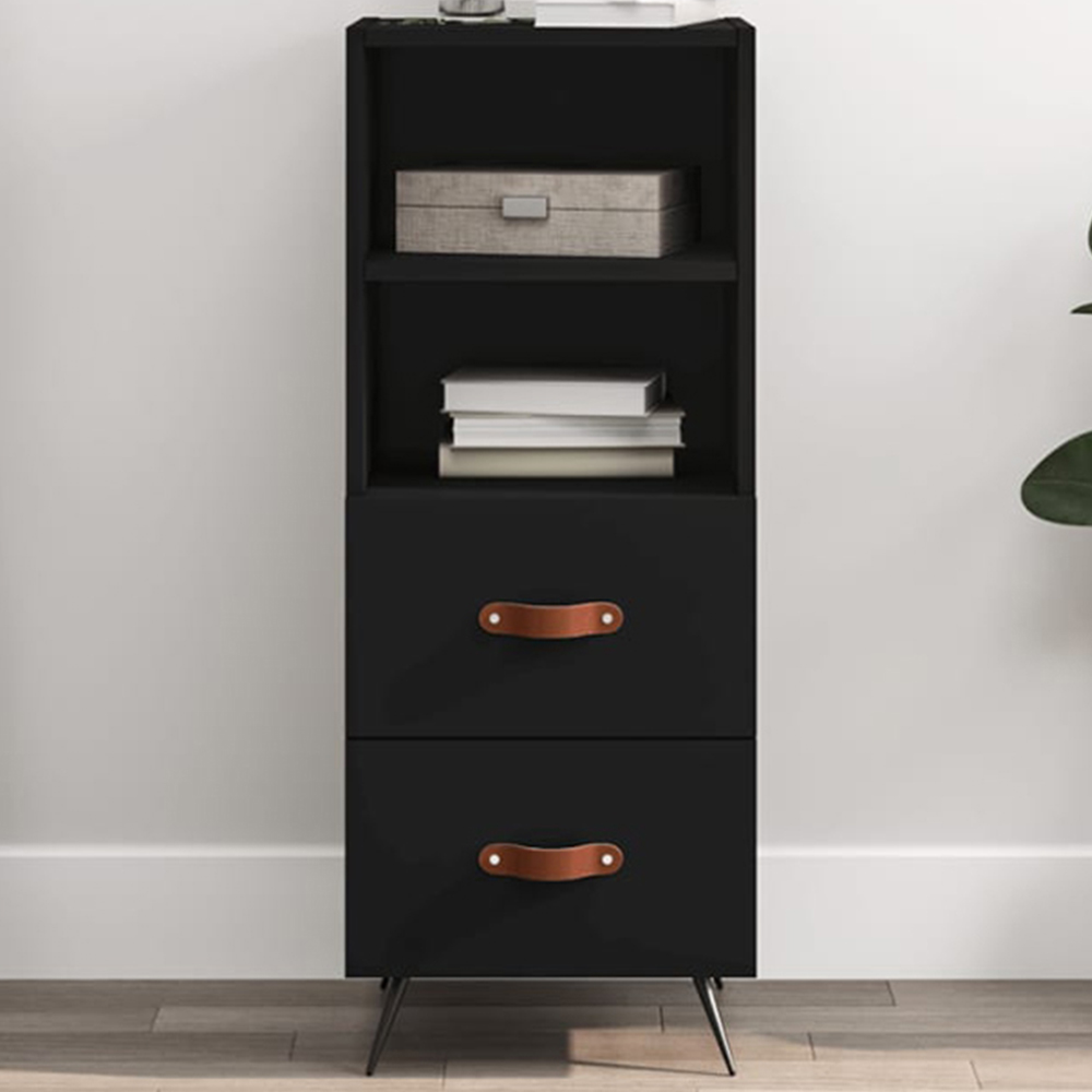vidaXL 2 Drawer Single Shelf Black Sideboard Image 1