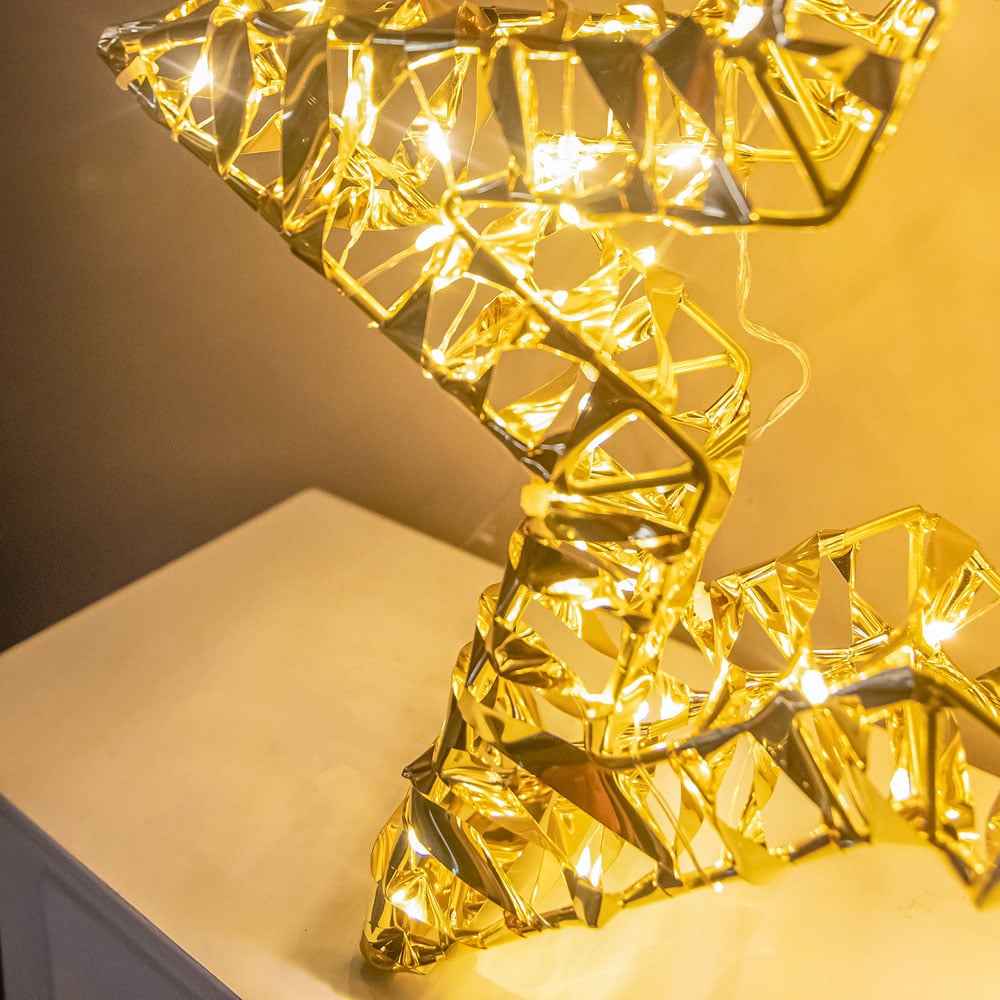 The Christmas Centre 80 Warm White LED Pre-Lit Gold Laser Light-Up Star 30cm Image 4