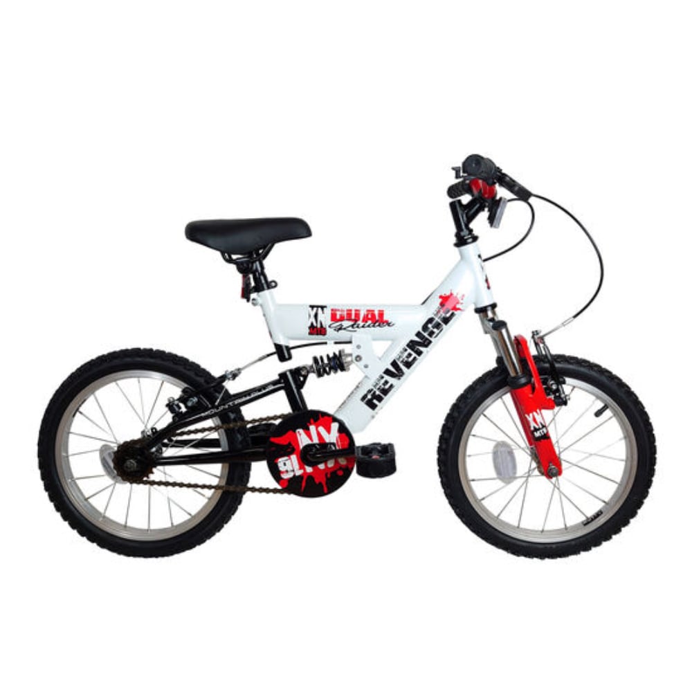 XN Revenge 16 Inch White Red and Black Full Suspension Mountain Bike Image