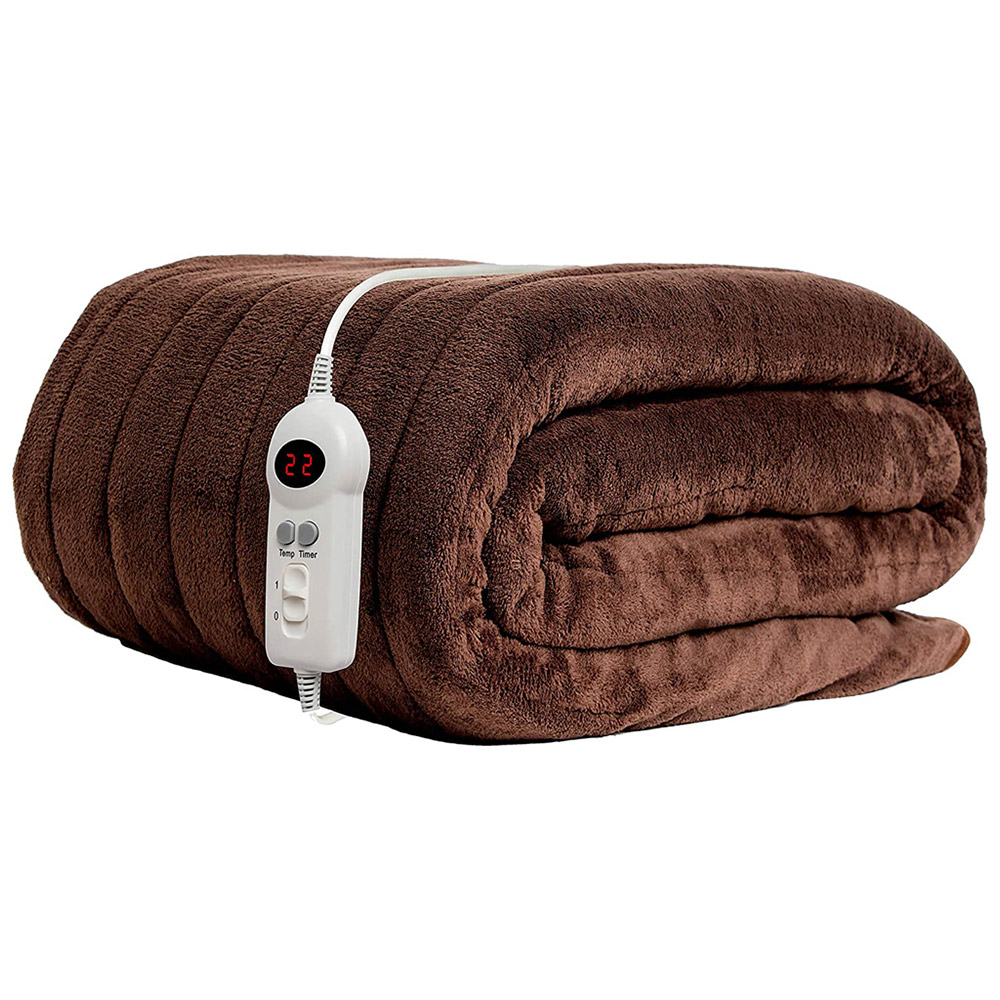 Homefront Chocolate Heated Throw Blanket Image 1