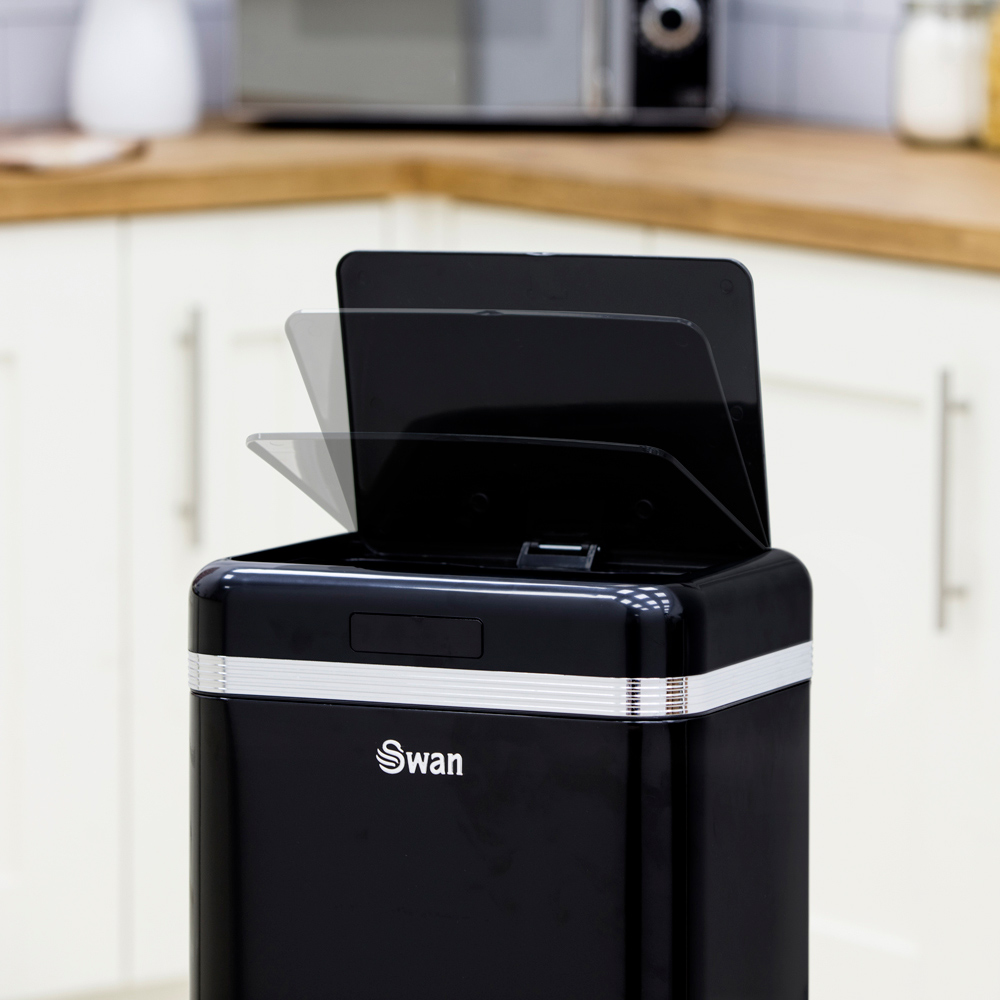 Swan Retro Square Black Sensor Bin 45L Image 2