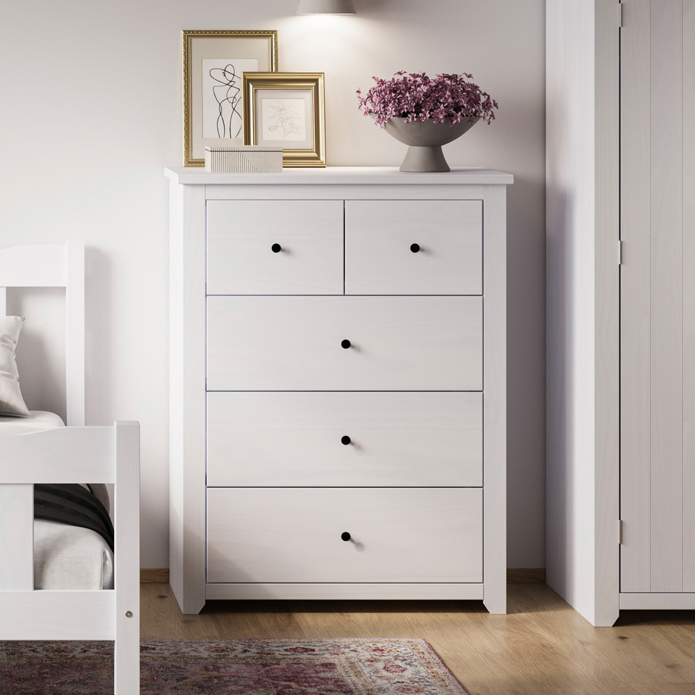 Havana 5 Drawer White Chest of Drawers Image 5