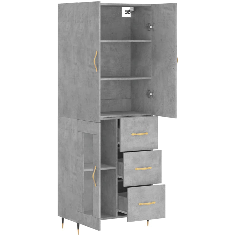 vidaXL 3 Door 3 Drawer Concrete Grey Highboard Image 4