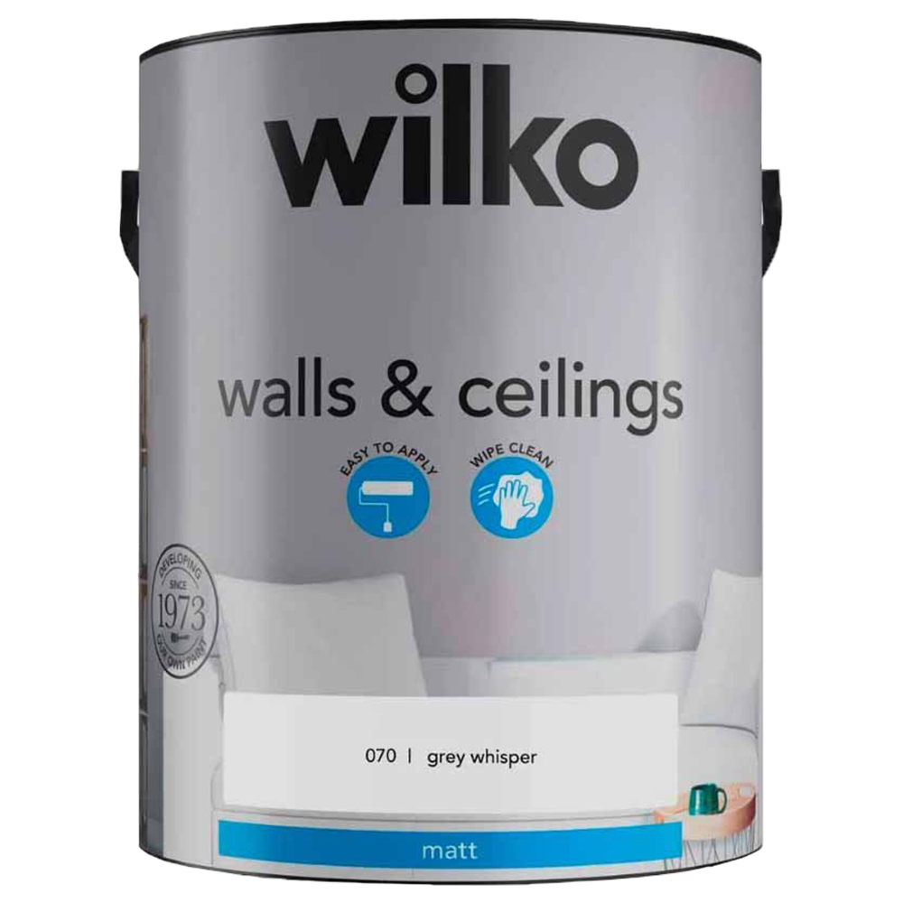 Wilko Walls & Ceilings Grey Whisper Matt Emulsion Paint 5L Image 2