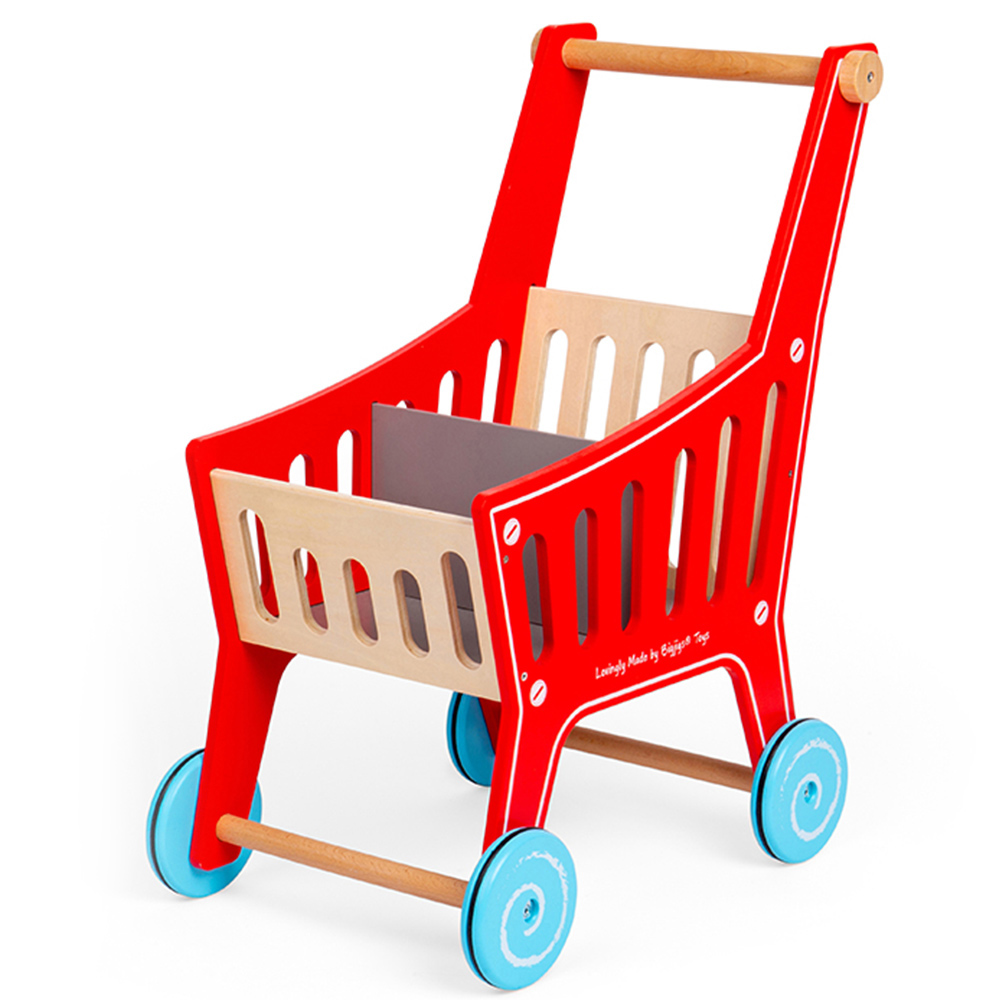 Bigjigs Toys Wooden Shopping Trolley Red Image 4