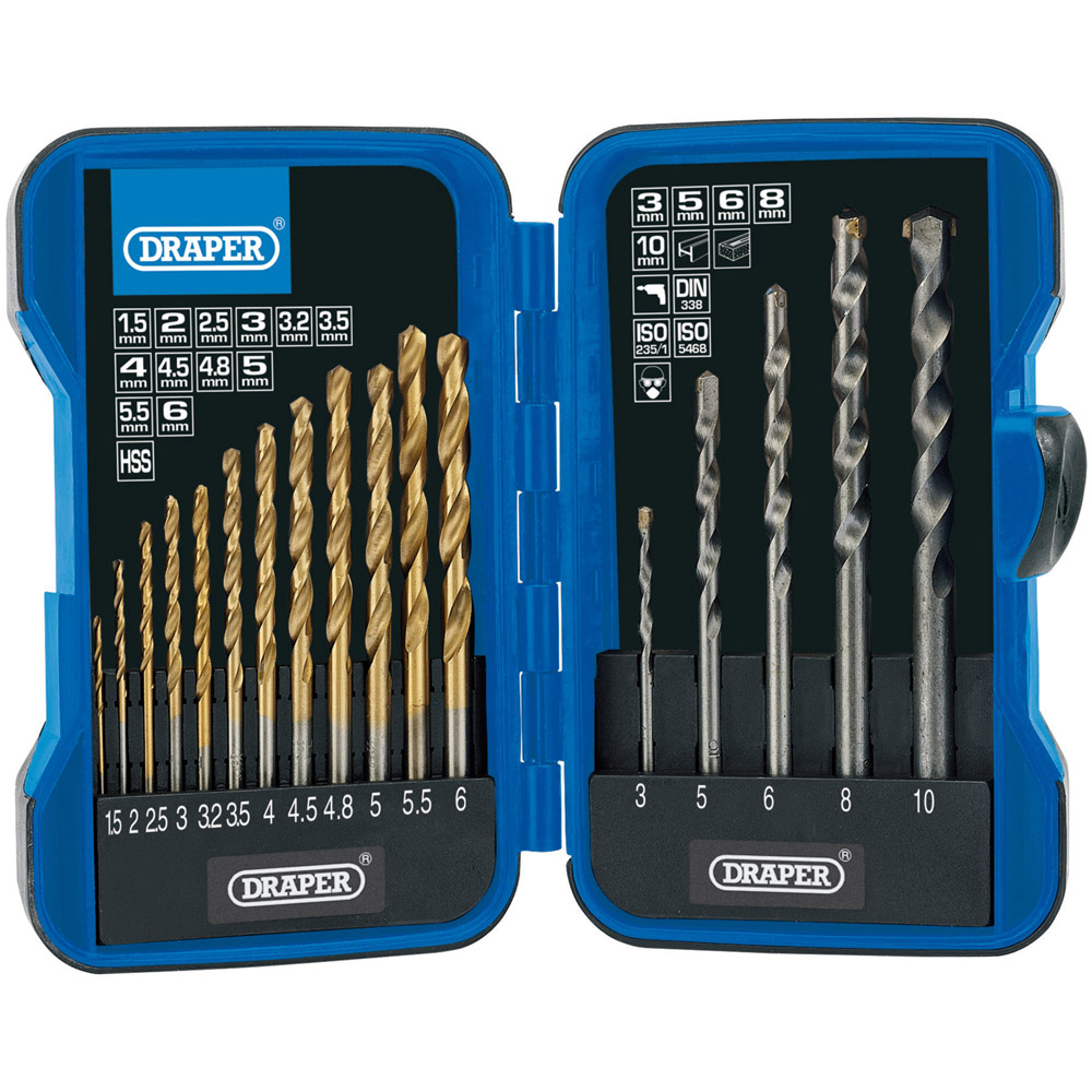 Draper 17 Piece Metric Combined HSS and Masonry Drill Bit Set Image 1