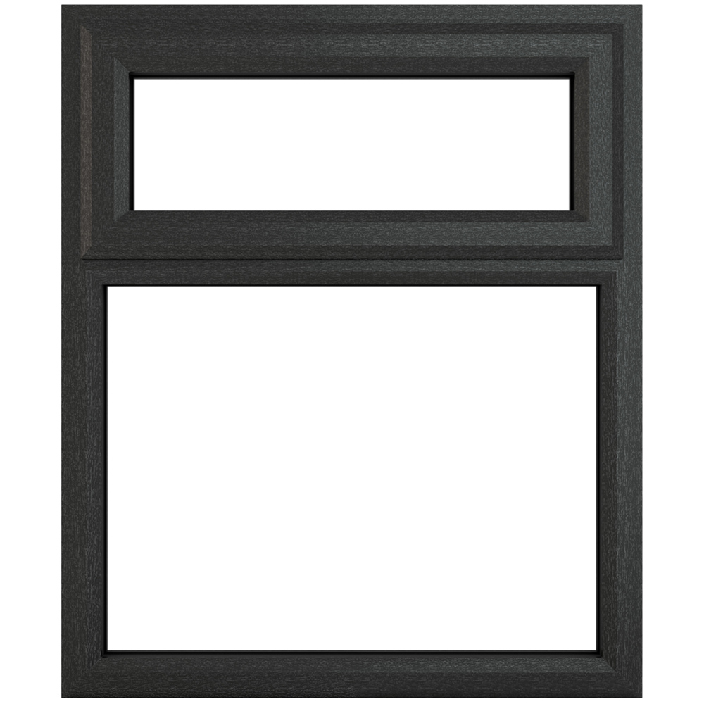 Crystal uPVC Triple Glazed Window Top Hung Over Fixed Light Grey White Clear Glass 905x1115mm Image 1