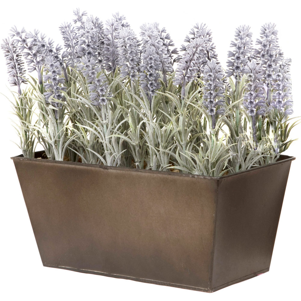 GreenBrokers Artificial Lavender Plant in Rustic Window Box 30cm Image 2