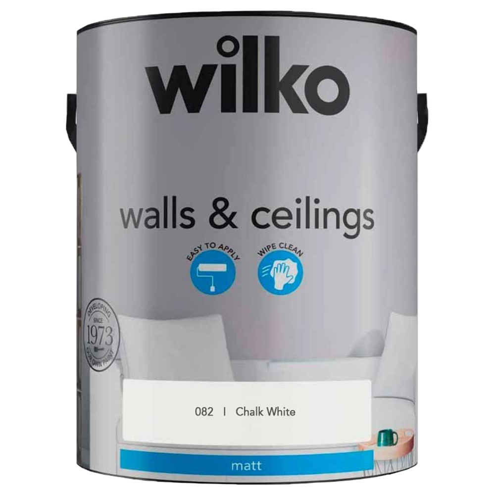 Wilko Walls & Ceilings Chalk White Matt Emulsion Paint 5L Image 2