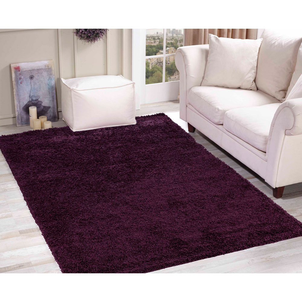 Desire Rugs Oxford Violet Plain Shaggy Runner Rug 60 x 220cm Image 4