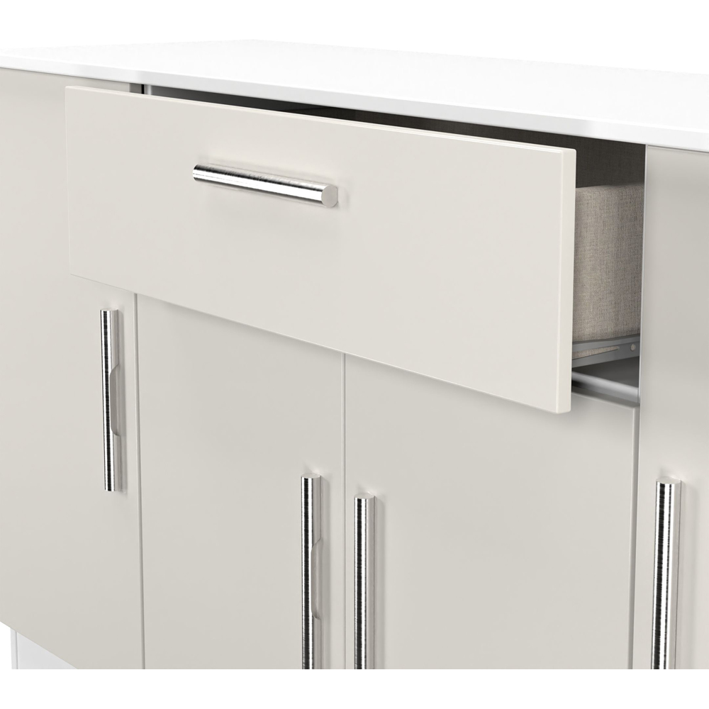 Crowndale Contrast 4 Door Single Drawer Grey Matt and White Wide Sideboard Ready Assembled Image 6