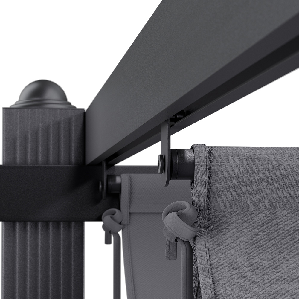 Living and Home Black Patio Deck Pergola with Canopy 4 x 3m Image 5