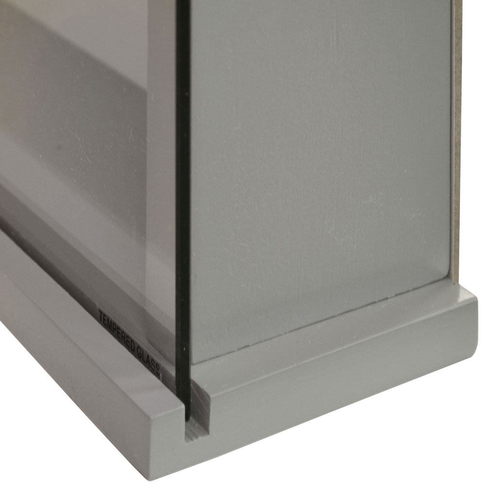 Watsons 6 Shelf Grey Glass Wood Wall Display Cabinet Image 6
