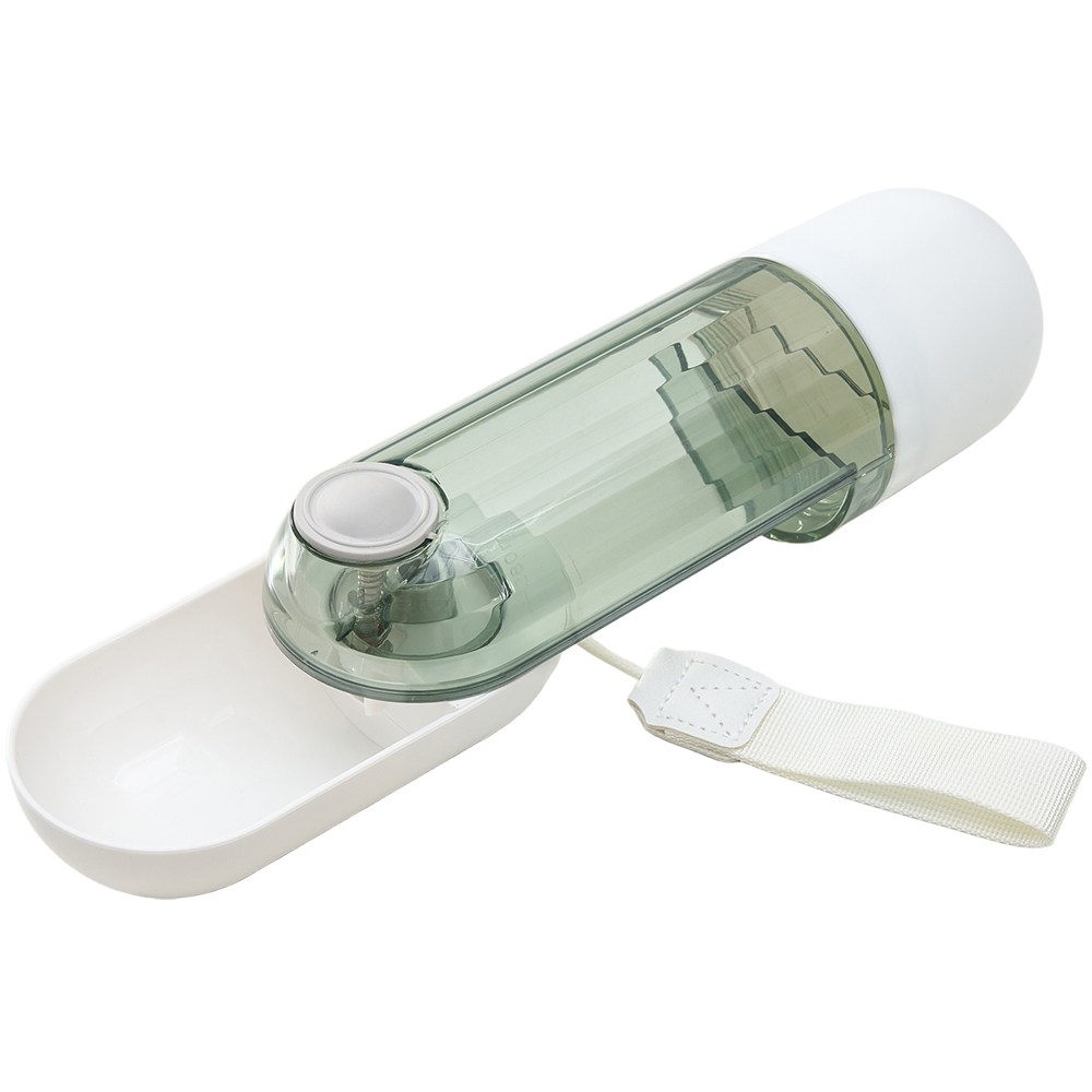 H&O Direct 2-in-1 Green Portable Pet Water Bottle with Food Container 280ml Image 4