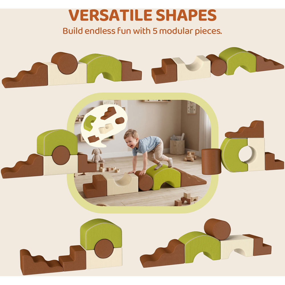 AIYAPLAY Toddlers Brown Climbing Block Play Set 5 Piece Image 5