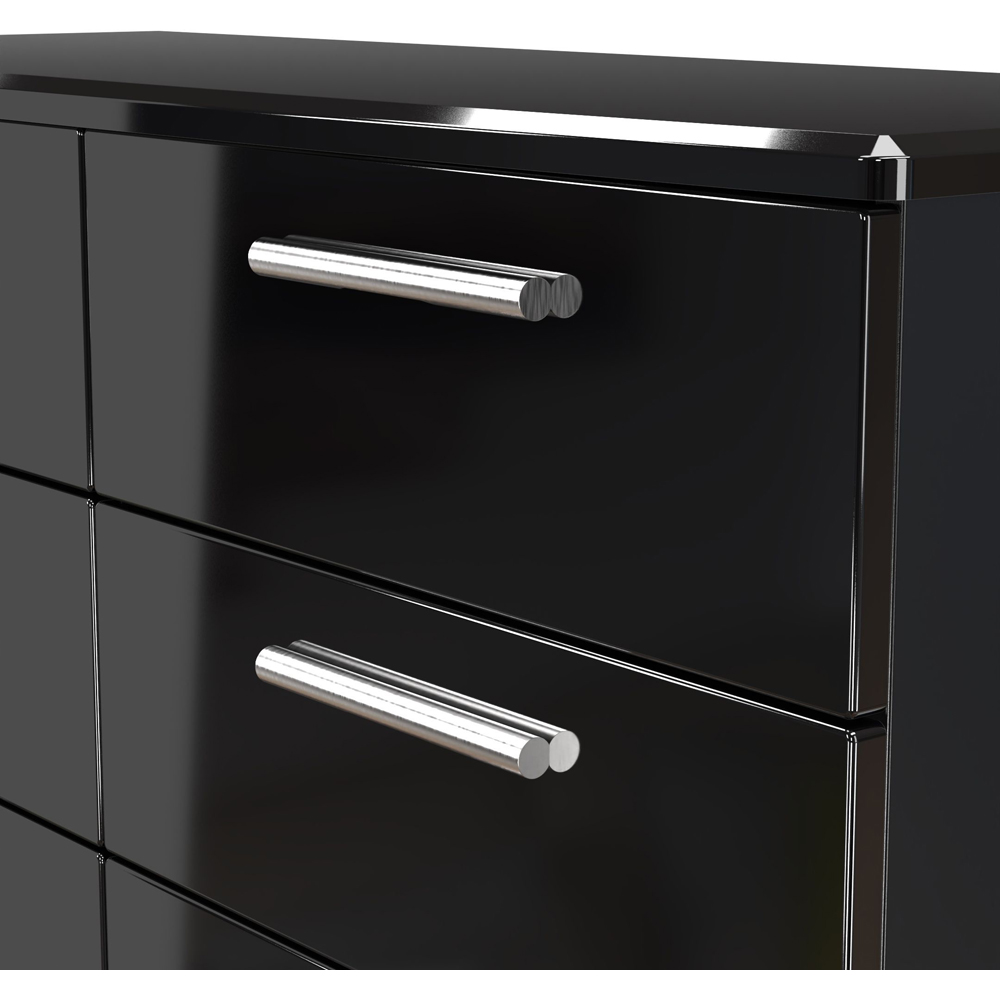 Crowndale Knightsbridge 6 Drawer Black Gloss and Black Wide Chest of Drawers Ready Assembled Image 4