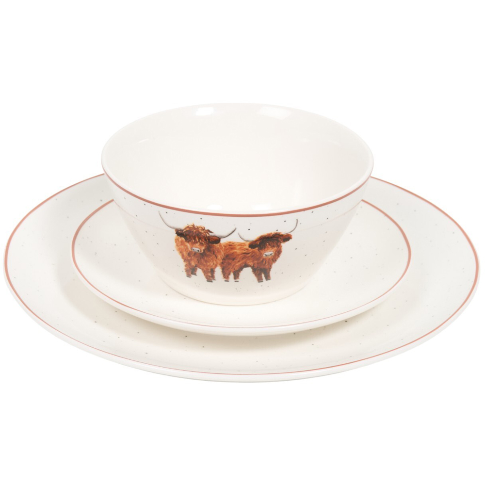 Highland Cow 12 Piece Dinner Set White Image 3