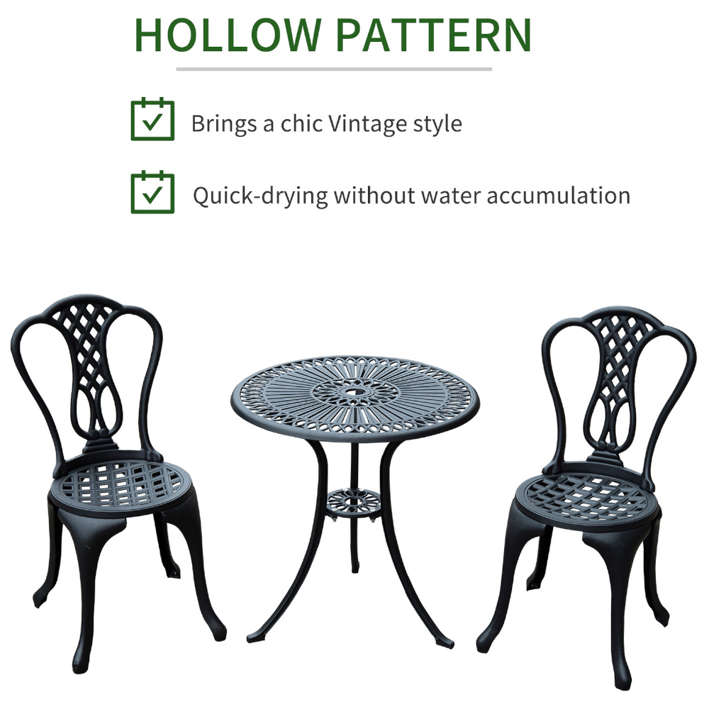 HOMCOM Cast Aluminium 2 Seater Bistro Set Image 3