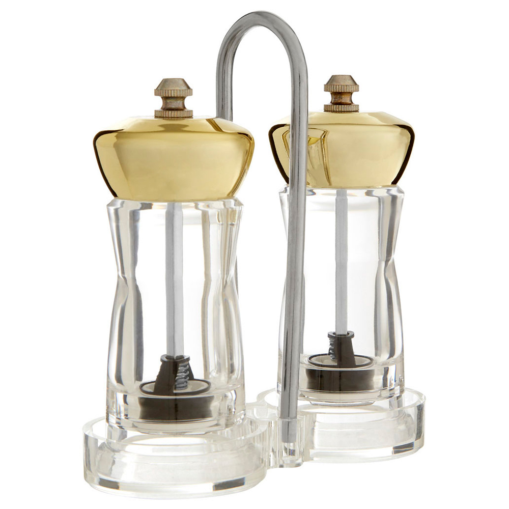 Premier Housewares Salt and Pepper Gold Mill Set with Stand Image 2