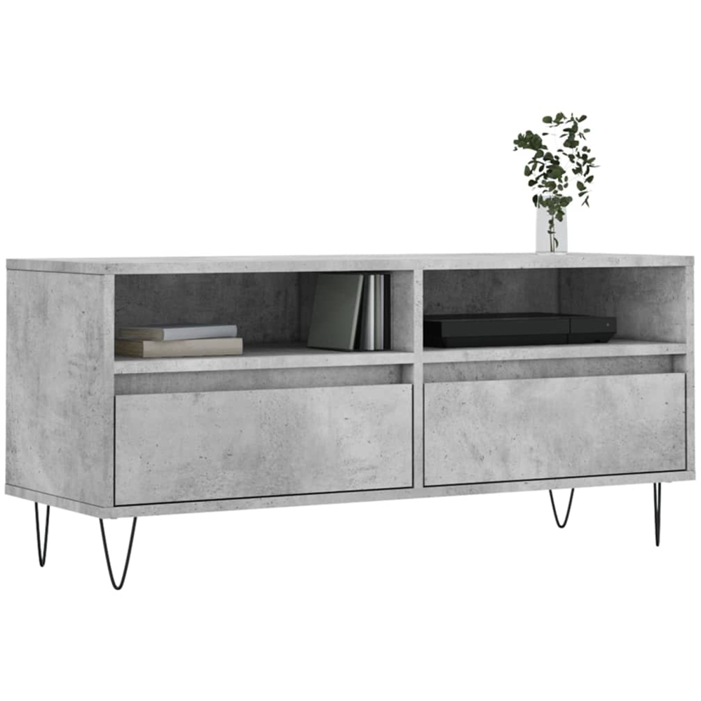 vidaXL 2 Drawer 2 Shelf Concrete Grey TV Cabinet Image 3