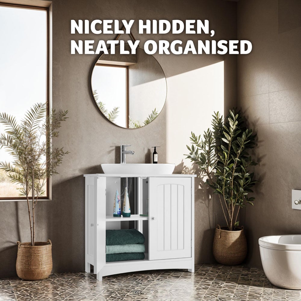 Tectake Jasper 2 Door White Vanity Unit Image 7