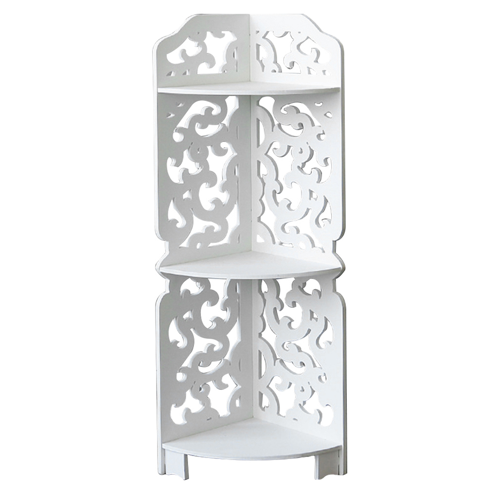 Living And Home WH0774 White MDF Multi-Tier Corner Storage Rack Image 1
