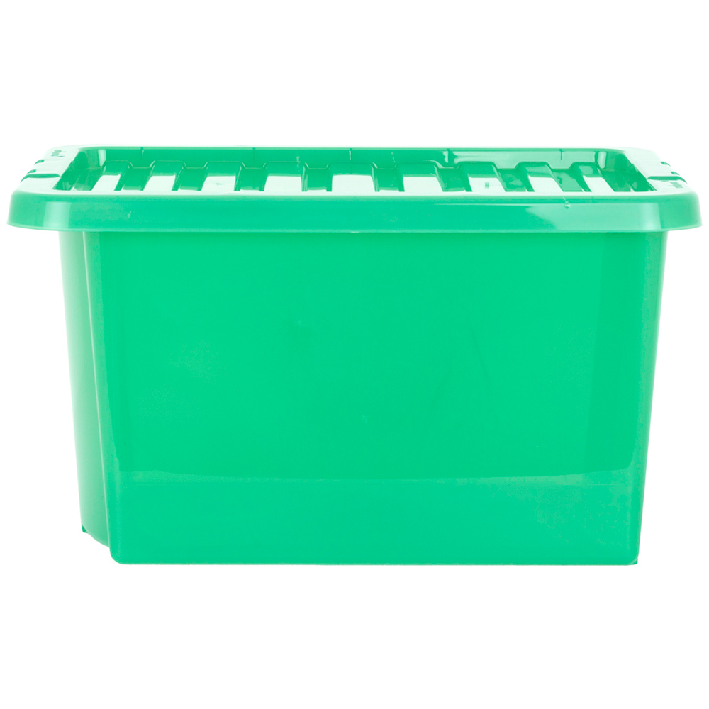 Wham Crystal 28L Clear Green Stackable Plastic Storage Box and Lid Pack 5 Image 4