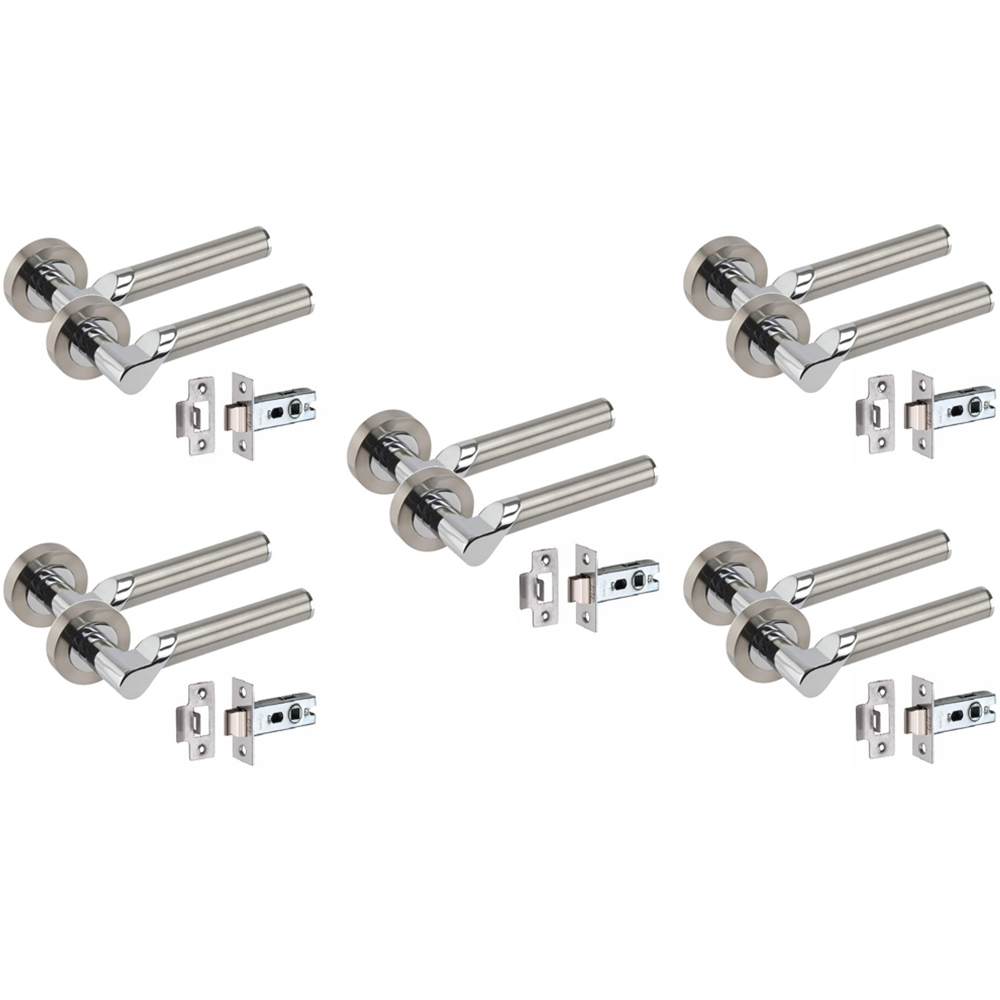 Golden Grace Satin Nickel Polished Chrome Titan Handle Pair 52mm 5 Pack Image 1