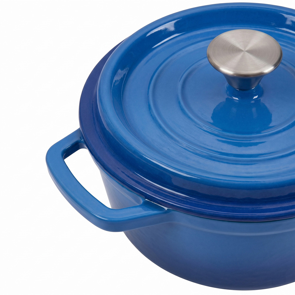 Living and Home Gradient Blue Enamelled Cast Iron Dutch Oven Pot 4L Image 3