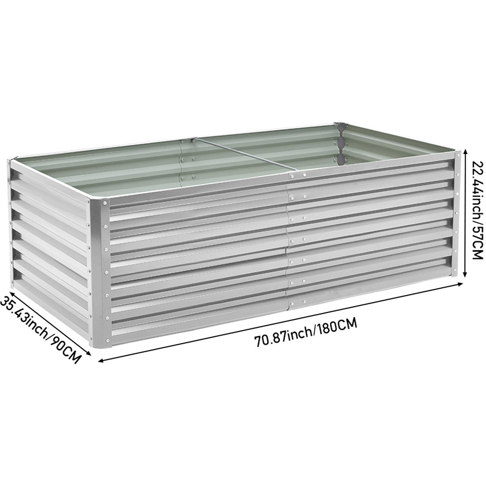 Living and Home Silver Rectangle Galvanised Steel Raised Garden Bed 180 x 90cm Image 9