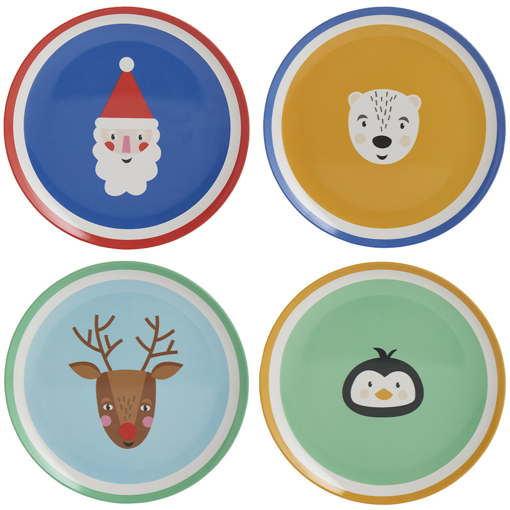 Wilko Festive Animal Plates 4 Pack Image 1