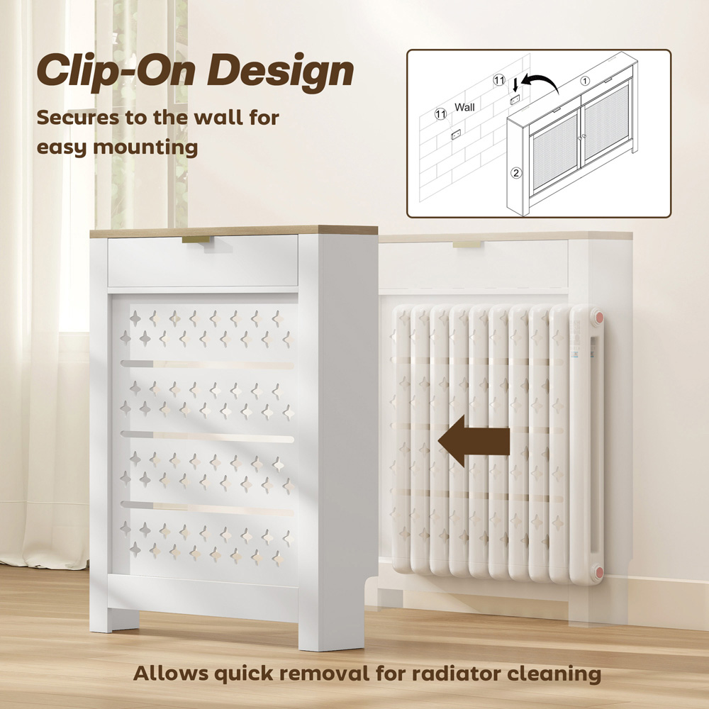 HOMCOM White Single Flip Shelf Heater Cover 78 x 19 x 95.5cm Image 6
