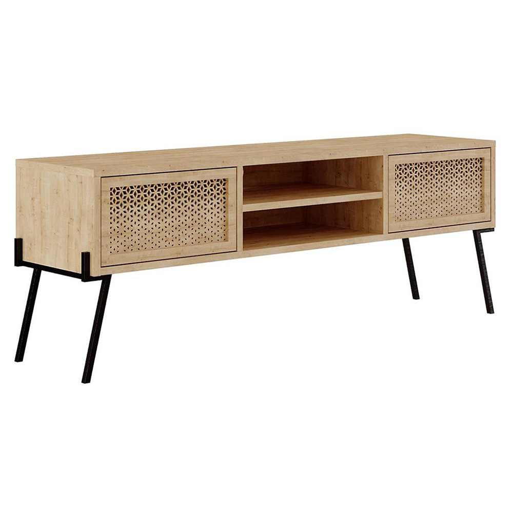 FWStyle Naive 2 Door 2 Shelf Sapphire Oak Wide TV Unit Image 2