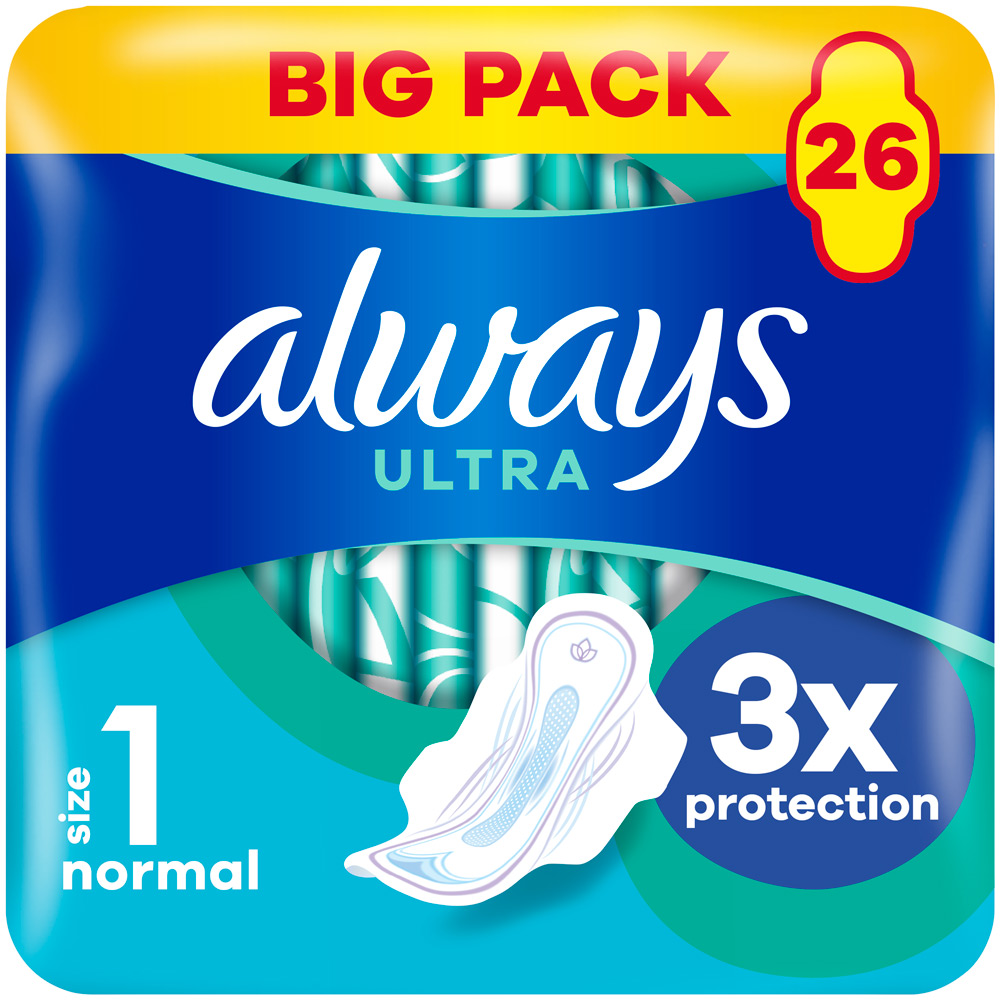 Always Ultra Sanitary Towels with Wings Size 1 26 Pack Image 2