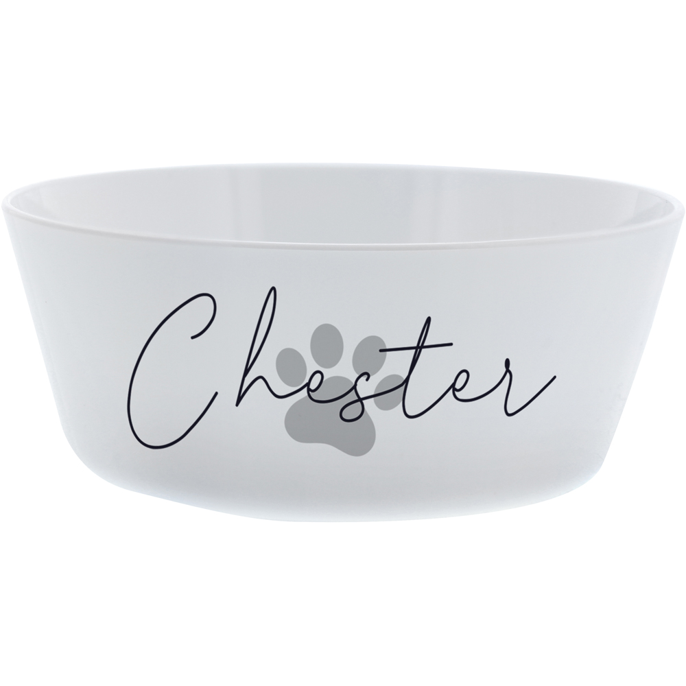 Personalised Memento Grey Pawprint Plastic Cat Bowl Image 1