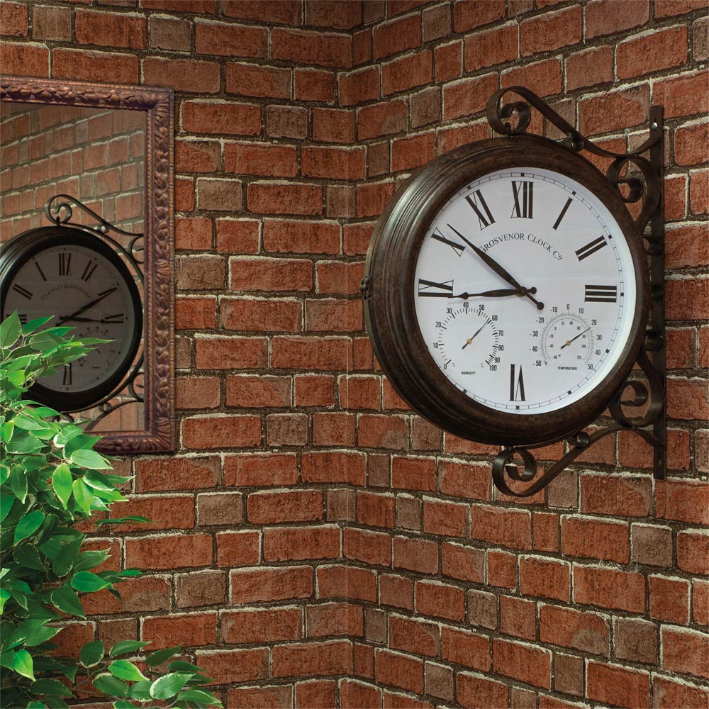 St Helens Double Sided Garden Clock with Thermometer and Hygrometer 49.5cm Image 3