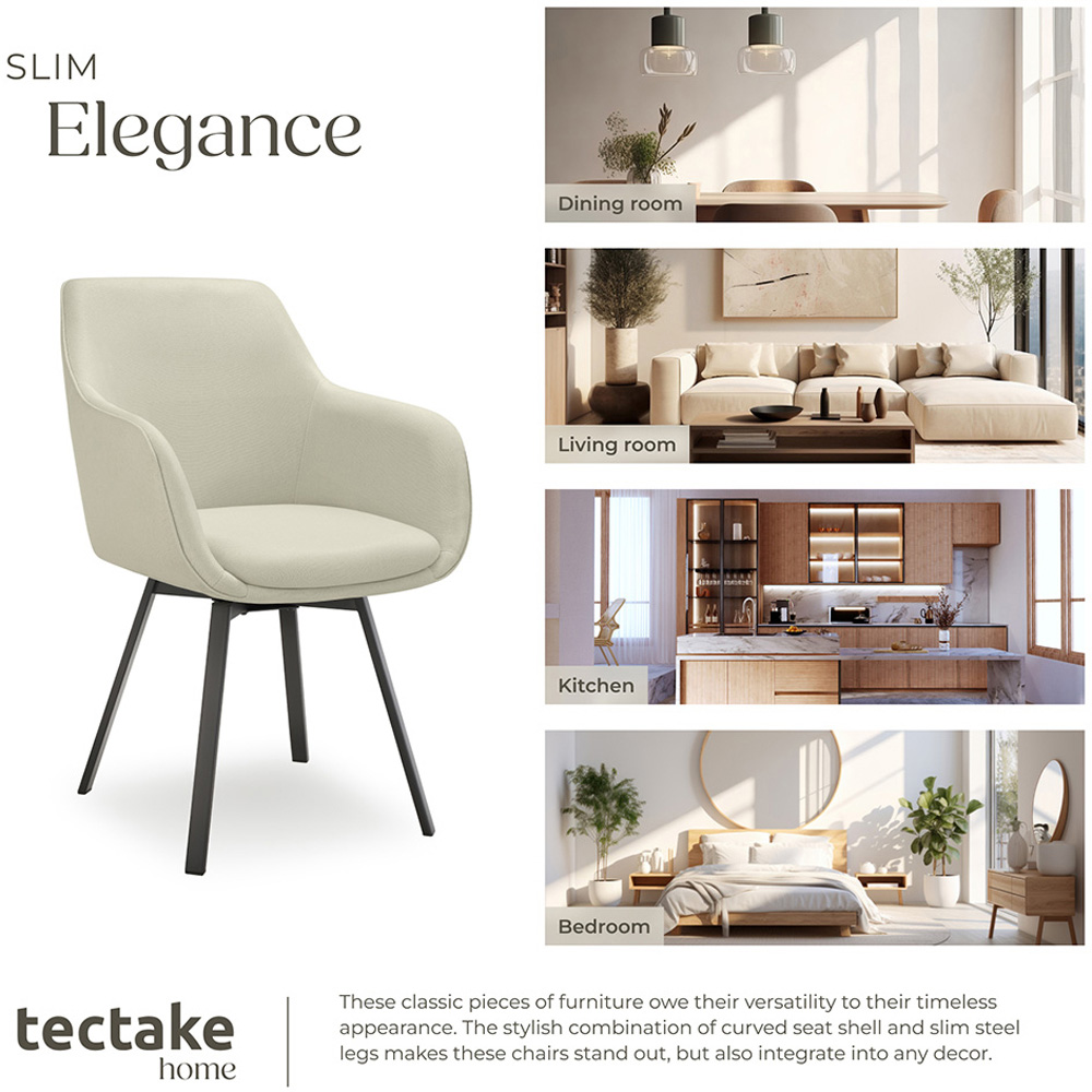 tectake Alicon Set of 4 Greige Dining Chair Image 7