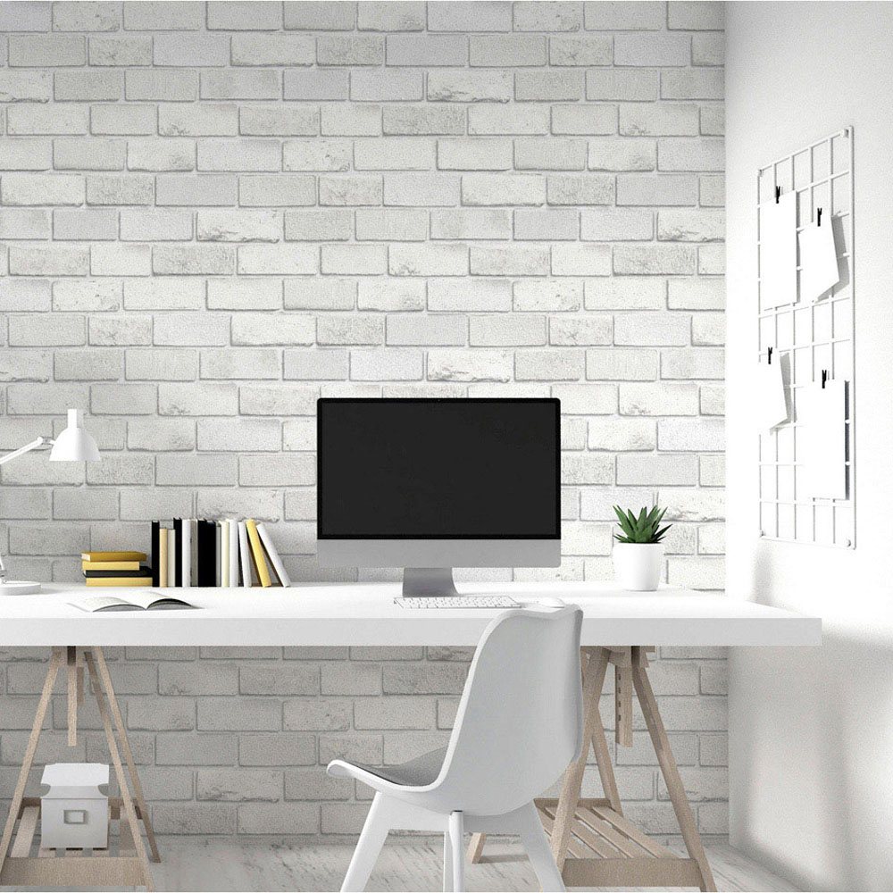 Arthouse Diamond White Brick Wallpaper Image 7