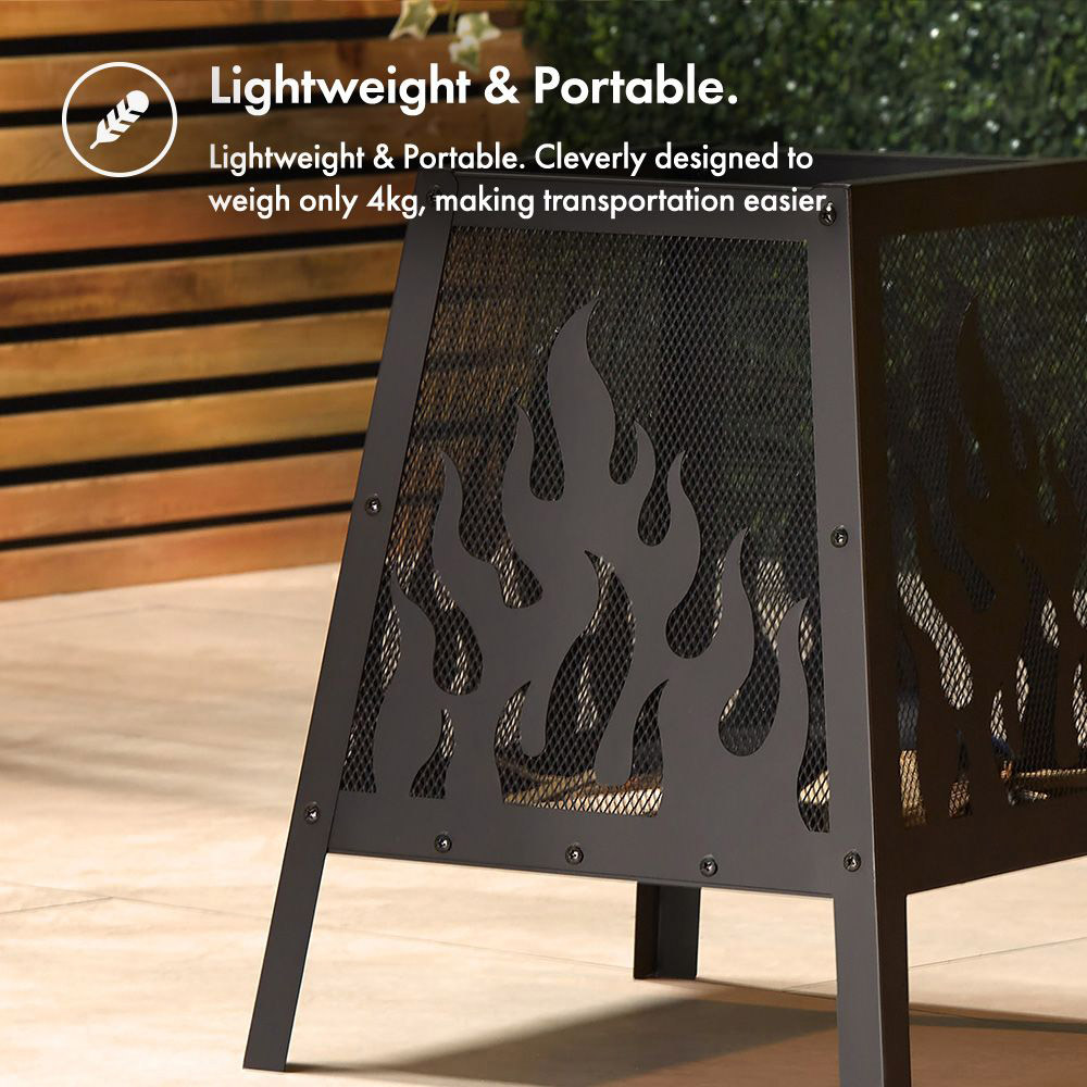 VonHaus Black Flame Design Square Fire Pit Image 4