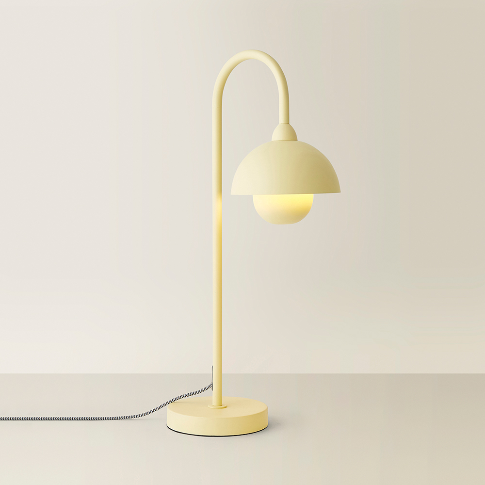 ValueLights Tilly Pastel Lemon Arched Dome Shade Metal LED Table Lamp Image 5