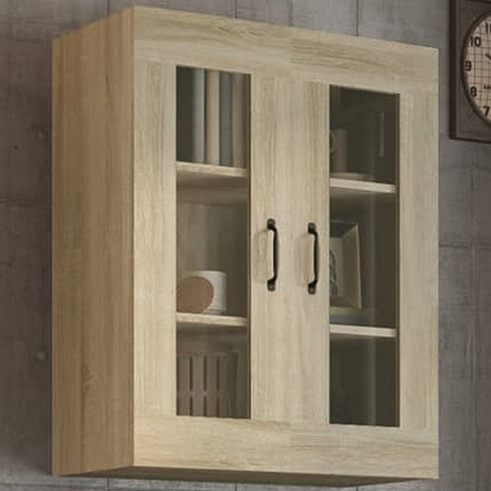vidaXL 2 Door 3 Shelf Brown Sonoma Oak Hanging Wall Cabinet Image 1