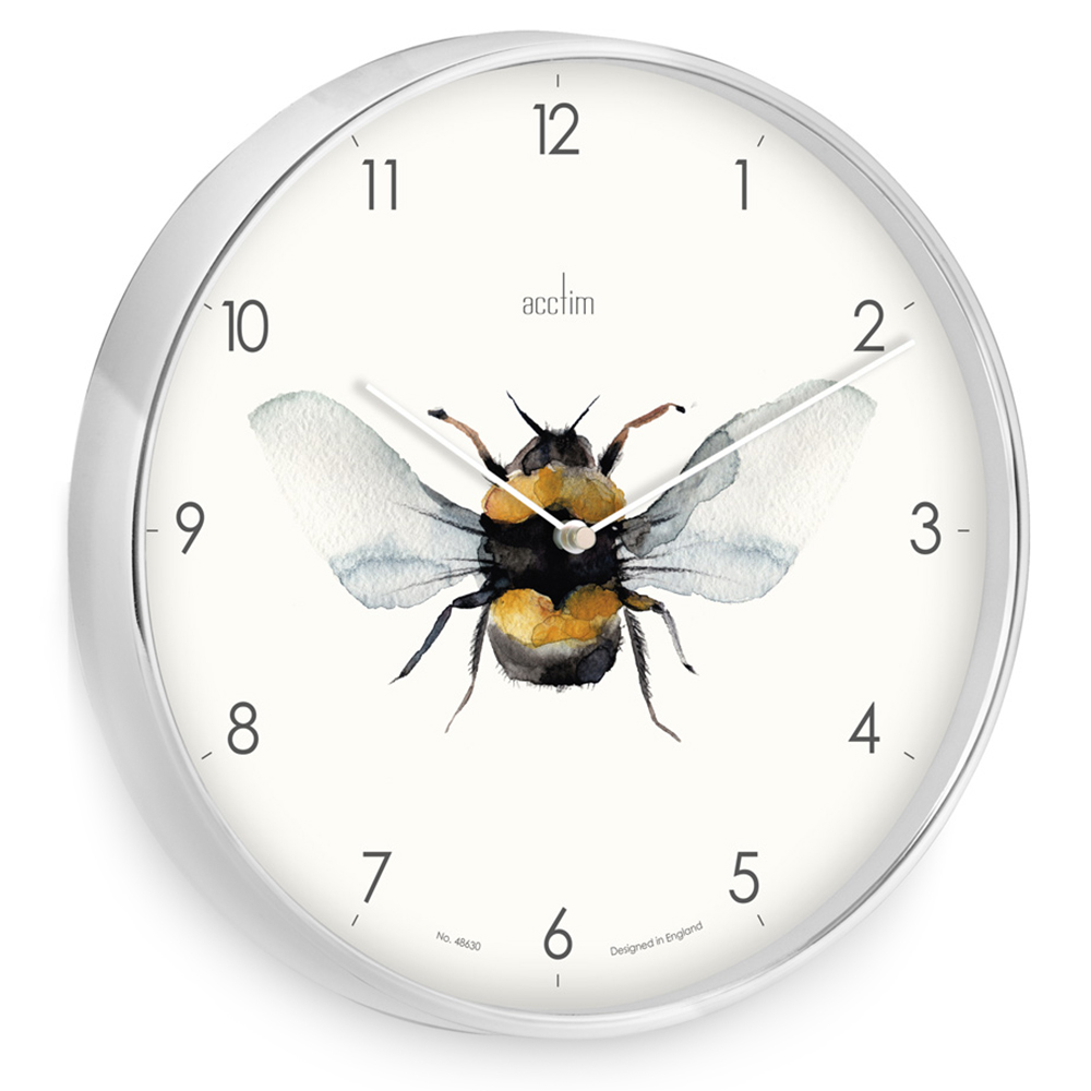 Acctim Chrome Effect Bee Wall Clock 30cm Image 2