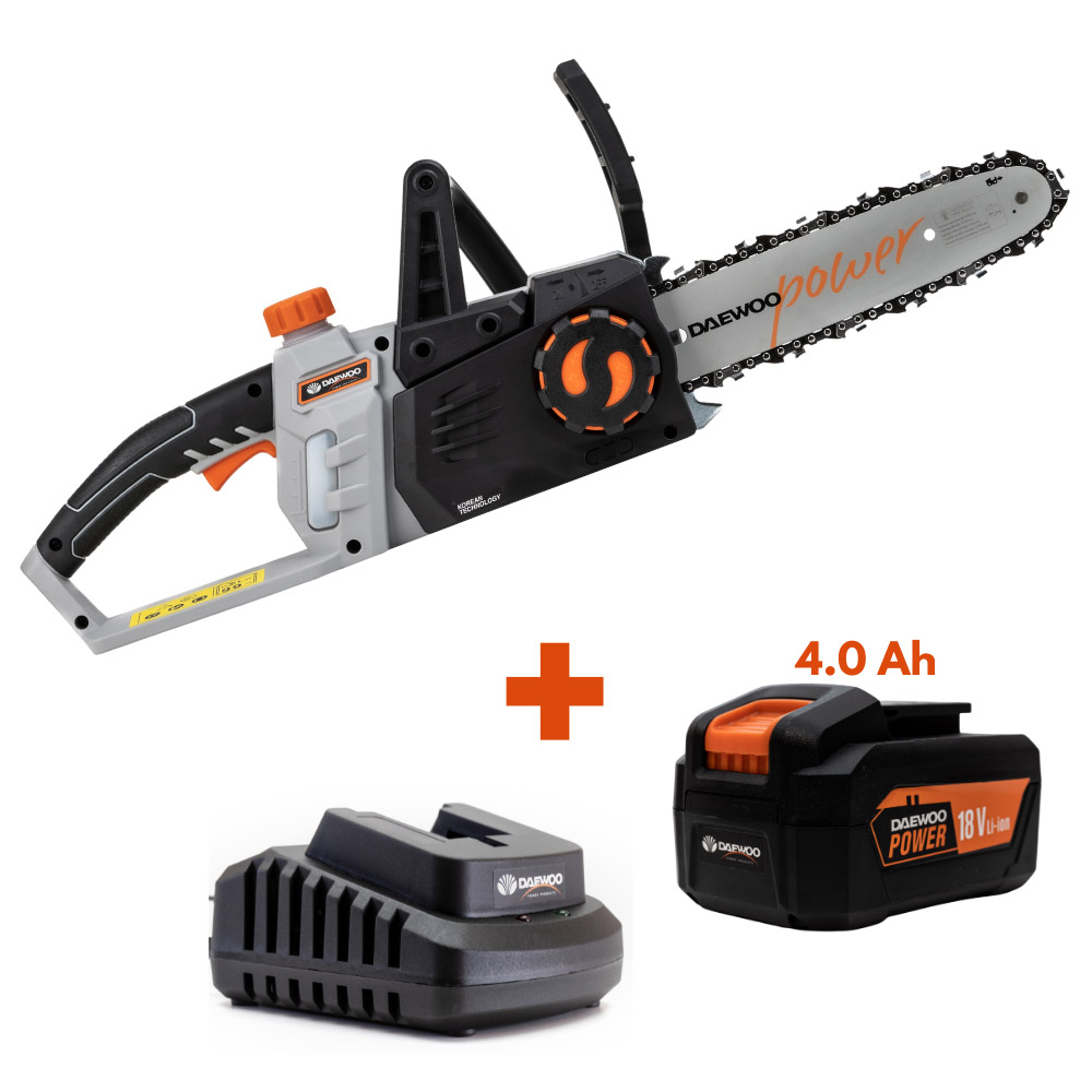 Daewoo U-Force Cordless Chainsaw with 1 x 4.0Ah Battery Charger 25cm Image 8