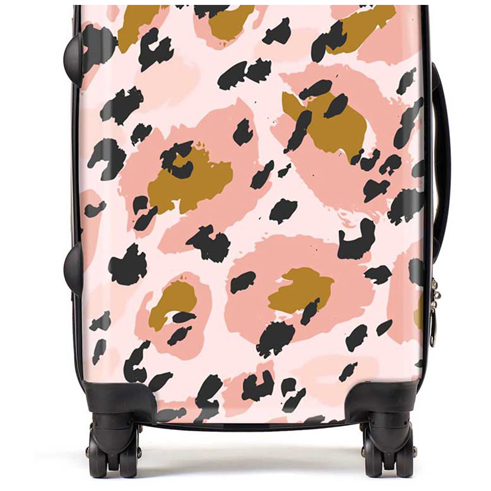 Warren Reed Designer Cabin Hand Drawn Pink Leopard Print Suitcase Image 2