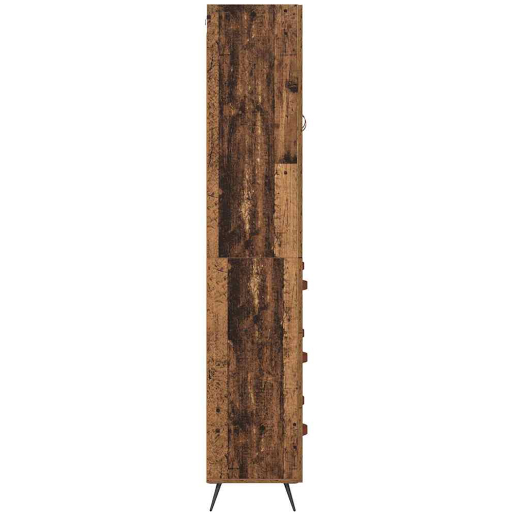 vidaXL 2 Door 3 Drawer Old Wood Slim Highboard with Metal Legs Image 9