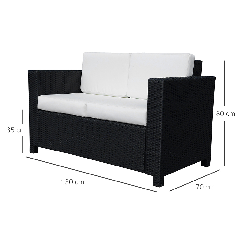Outsunny Wicker Garden 2-Seater Black Image 7
