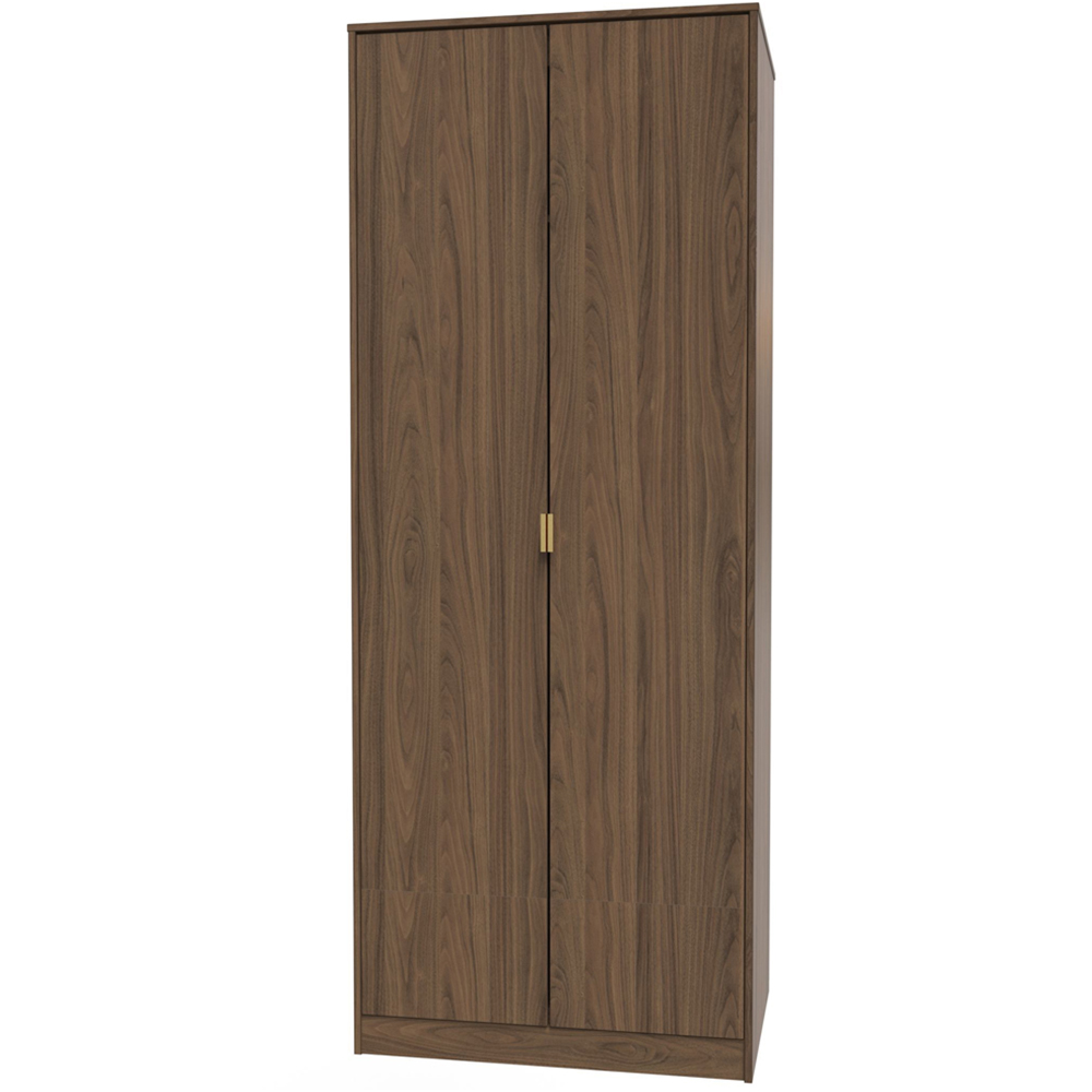 Crowndale Hong Kong 2 Door Carini Walnut Tall Wardrobe Ready Assembled Image 2