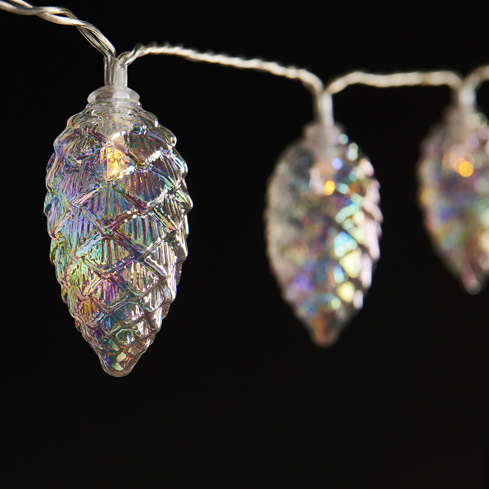 Wilko Battery Operated Iridescent Pine Cones String Lights Image 2